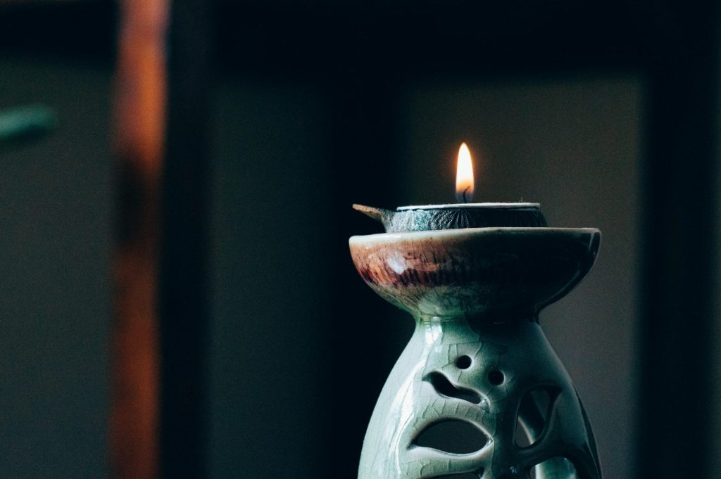 Drittelregel bei der Fotografie einer brennenden Kerze